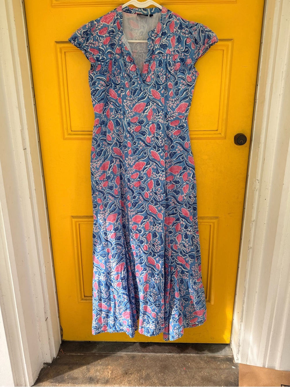 Blue & Pink Floral Maxi Dress